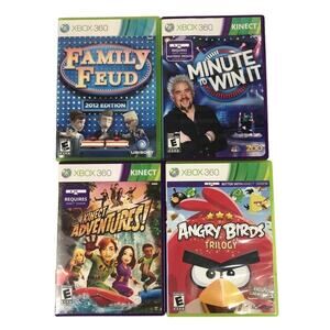 XBOX 360 Games Minute to Win It, Kinect Adventures, Angry Birds, Family Feud